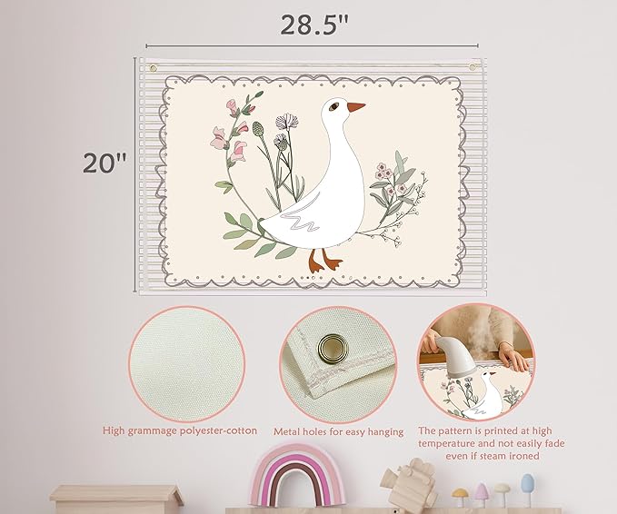 Silly Goose Nursery Rectangular Canvas Banner-Boho Flag Wall Sign Decor for Girls Toddler Kids, Baby Room Above Crib Bedroom Playroom Reading Room Decor-Baby Shower Birthday Christmas Gift
