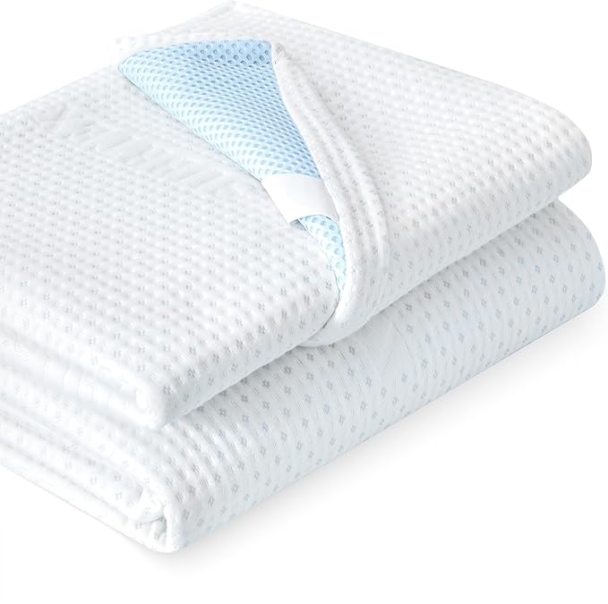 Subrtex 3 Inch Mattress Topper Cover (Only Cover) Mattress Topper Protector Bedding Rayon Made from Bamboo Removable Mattress Encasement with Zippers, Queen