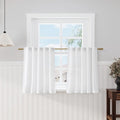 White Linen Cafe Curtains 30 Inch Length Privacy Light Filtering Semi Sheer by Nanspring
