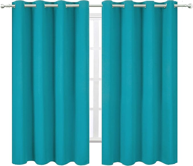 Teal/Turquoise Kids Blackout Bedroom Curtains/52 x 63 Inch/Set of 2 Panels - Image 2