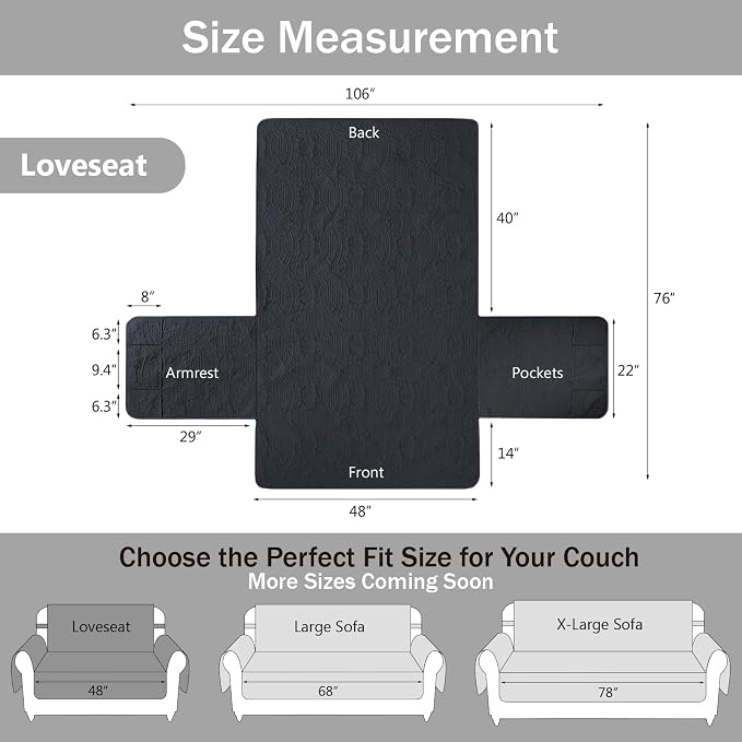 Water Repellent Loveseat Cover for 2 Cushion Couch, Machine Washable Love Seat - Image 7