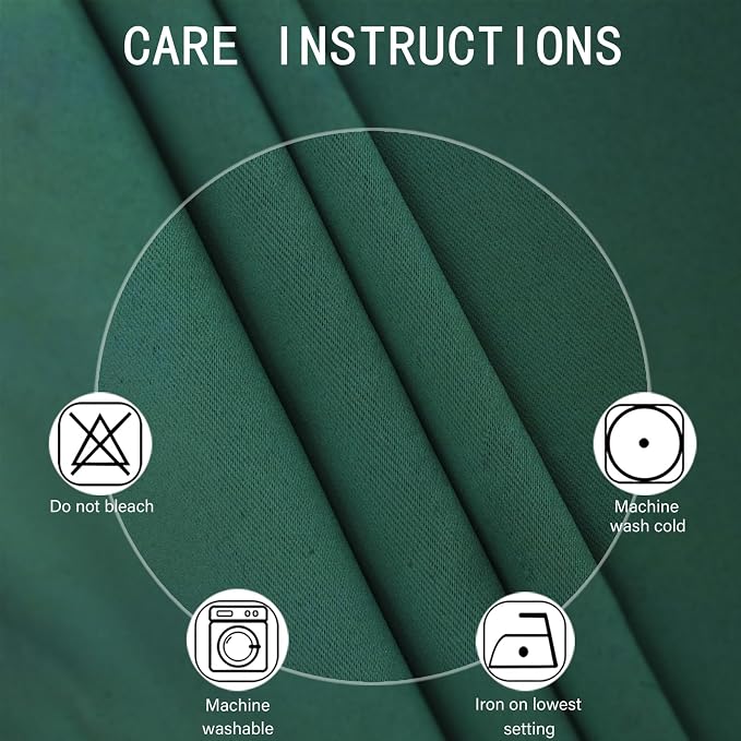 Blackout Curtains 52 x 120 Inch Long Dark Green Curtains Set of 2 Panels Room - Image 4