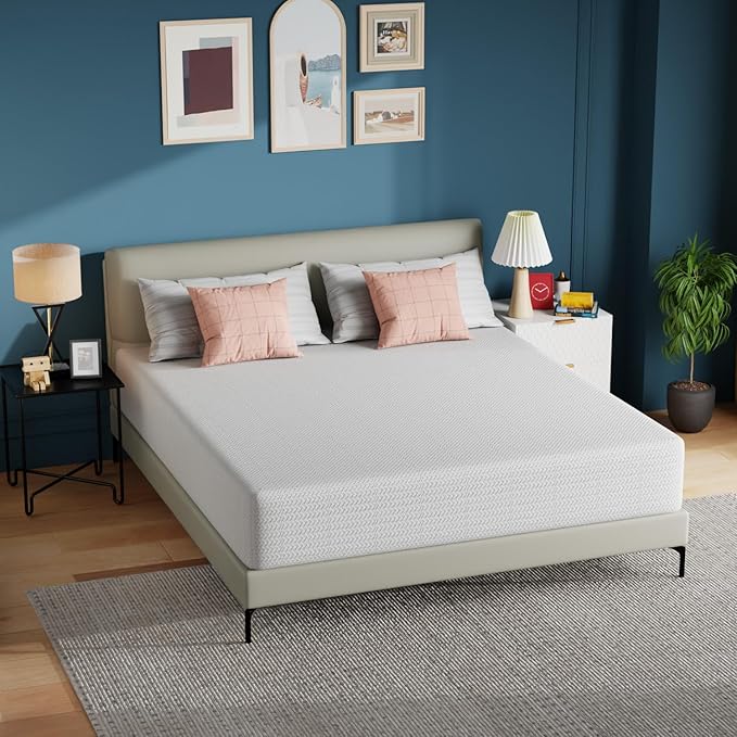 PayLessHere 12 inch Memory Foam Mattress Cooling Gel Green Tea Infused Mattress,Fiberglass Free,CertiPUR-US Certified,Cooler Sleep Supportive & Pressure Relief,White California King