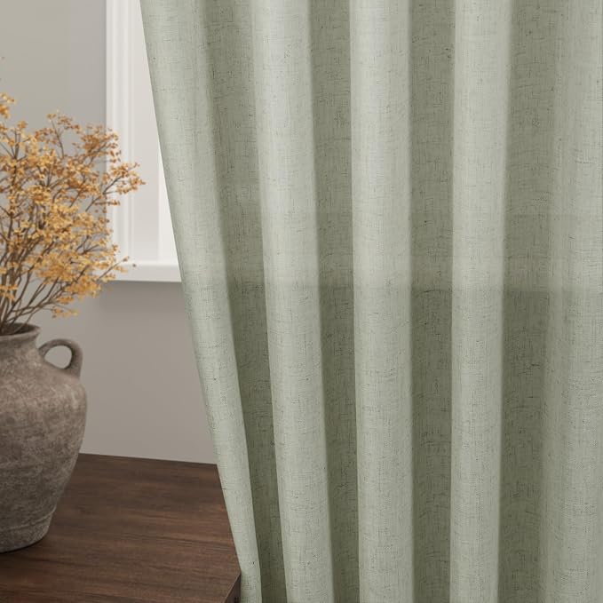 Long Sage Green Curtain 2 Panels 105 inches Long - Image 2