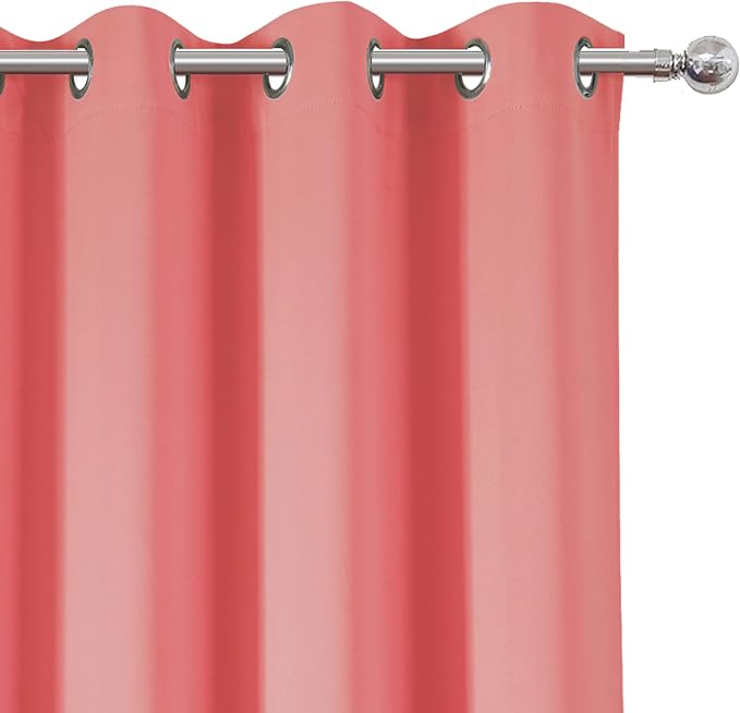Blackout Curtains 66 x 95 inch/Coral Curtains Set of 2 Panels/Thermal Insulated - Image 7