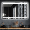 LED Bathroom Mirror 48"x 30" with Front and Backlight, Anti-Fog, Lighted Bathroom Vanity Mirror for Wall, Dimmable, Shatter-Proof, Rounded Rectangle Mirror Tempered Glass(Horizontal/Vertical)