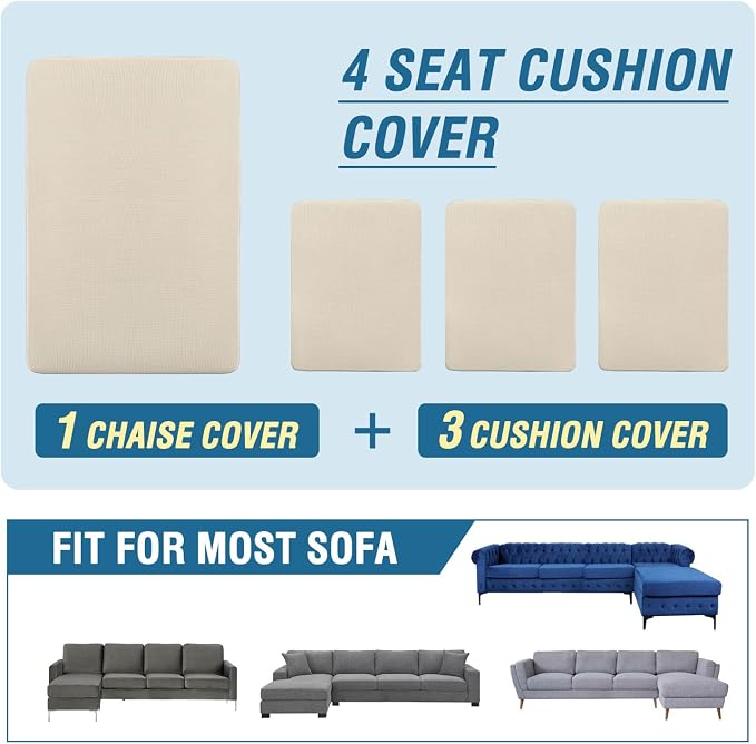 H.VERSAILTEX Sectional Couch Covers 4 Pieces Sofa Seat Cushion Covers L Shape - Image 8