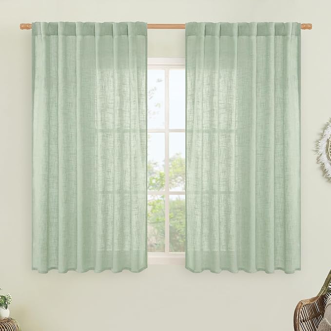 Semi Sheer Linen Curtains 45 Inches Long by LAMIT