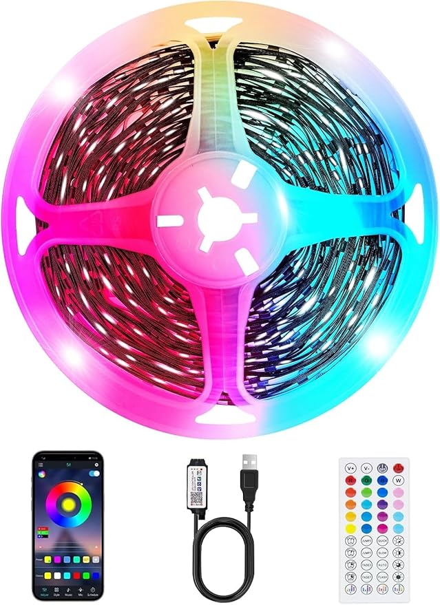 TV LED Strip, 3.28ft Smart RGB LED Lights for 24-32 Inch TVs, Music Sync Bluetooth App & Remote Control, USB-Powered for Gaming, Bedroom, PC, Home Theater