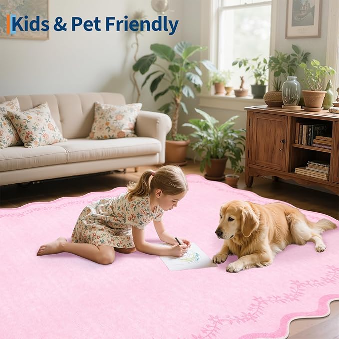 GarveeHome Round Rugs 6ft Scalloped Washable Circle Rug - Image 7