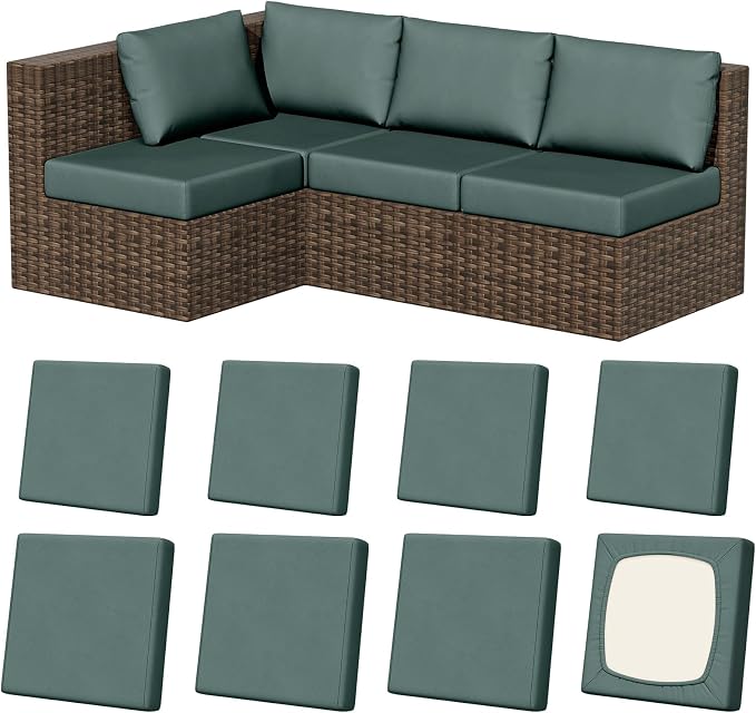 8Pcs Outdoor Cushion Covers, Stretch Patio Furniture Couch Chair Slipcovers | by VORSHAPE