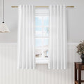 White Linen Curtains for Living Room 60 inch Length Light Filtering Semi Sheer by Nanspring