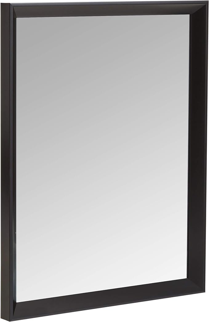 Amazon Basics Rectangular Wall Mount Mirror With Peaked Trim, Black, 16 x 20 inch