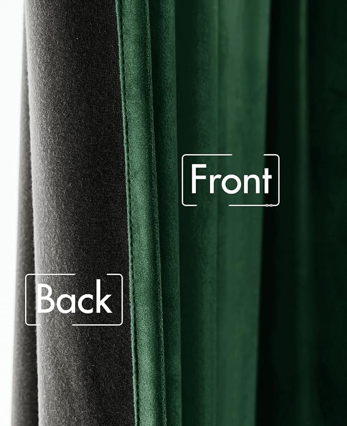 MIULEE Velvet Blackout Curtains 52x108 inches 2 Panels Hunter Green | Luxury - Image 6