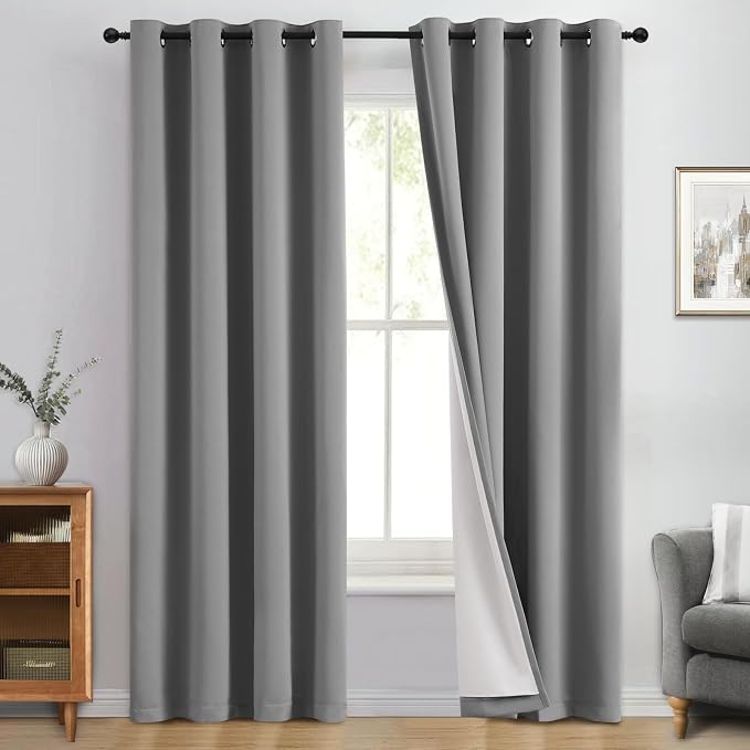 Yakamok Dove Grey 100% Blackout Curtains 84 Inches Long 50" Wide 2 Panel | by Yakamok