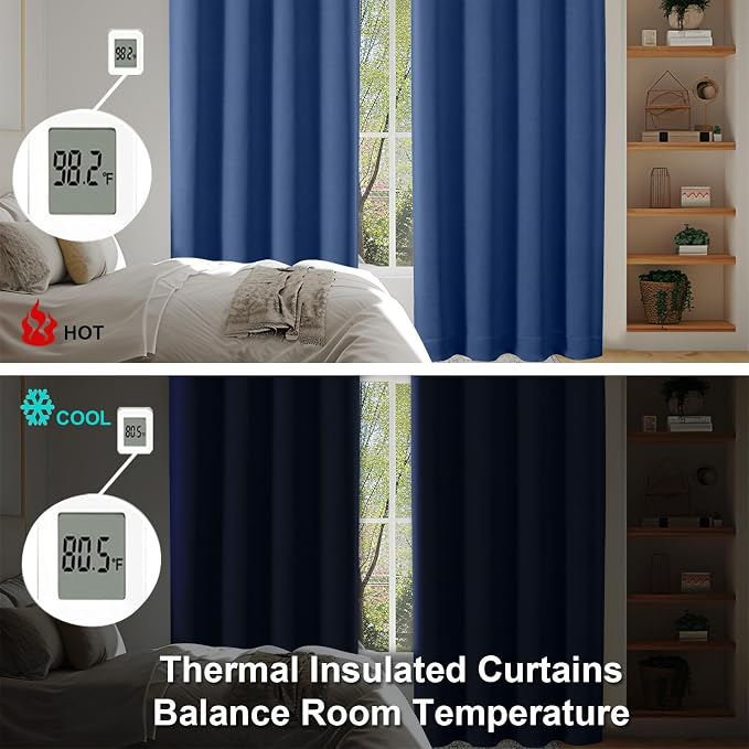 Simplebrand Ava Royal Blue Short 36 Inches Blackout Curtain 2 Panels Set - Image 6