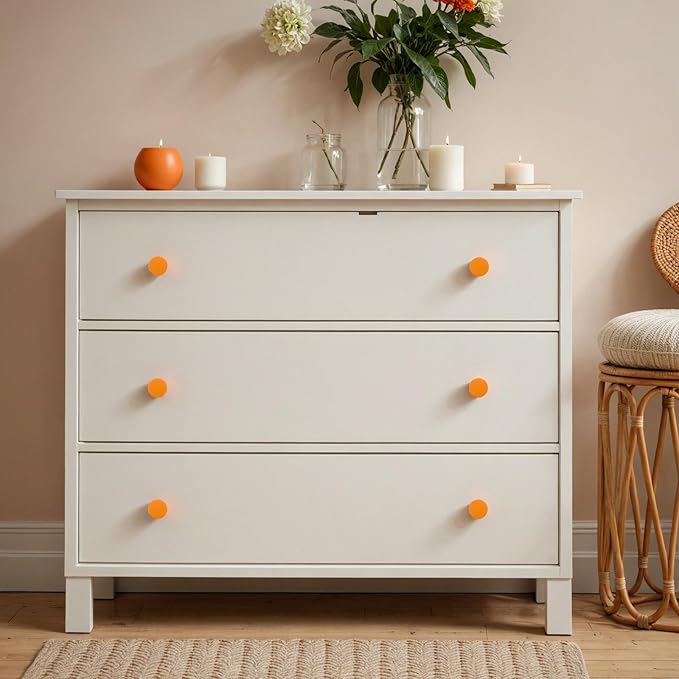 Ravinte 25 Pack Cabinet Knobs Orange Kitchen Cabinet Knobs Round Dresser Drawer Pulls Closet Door Pulls 1-1/5 Inch