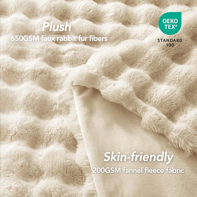 L'AGRATY Faux Rabbit Fur Throw Blanket - Image 5