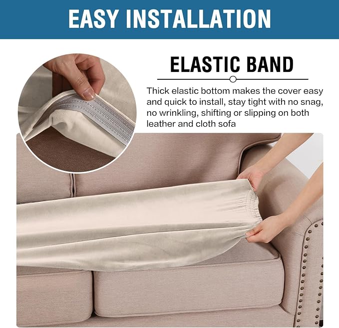 H.VERSAILTEX Velvet Stretch Individual Couch Cushion Cover Plush Cushion - Image 4