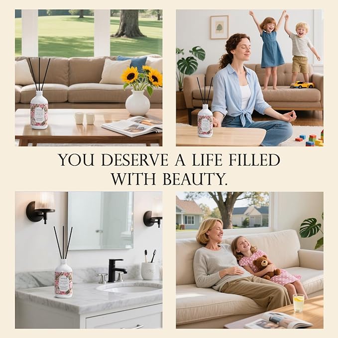 M&SENSE Reed Diffuser Oil Refill, 16.9oz (500ml) with 10 Hollow Reed Sticks, Eucalyptus Mint Scent Home Fragrance, Scented Oil Refills, Natural Essential Oils for Diffusers, Décor for Home Spa Office