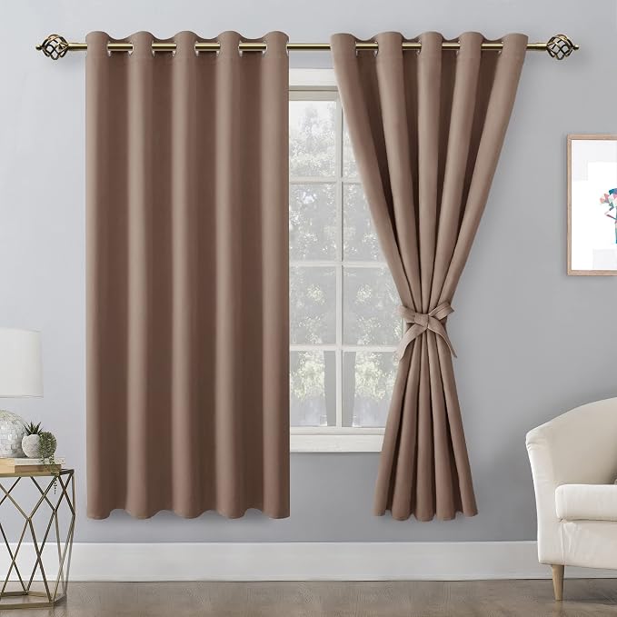 Grommet Blackout Curtains for Bedroom, 60 x 72 Inches, Cappuccino | Thermal - Image 8