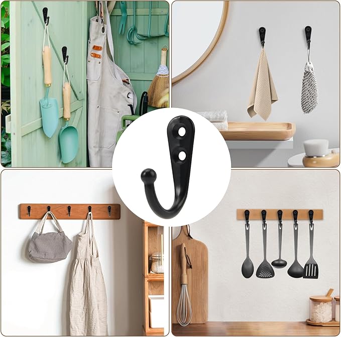 60 Pack Wall Hooks for Hanging, Heavy Duty Small Coat Hooks Wall Mounted for Living Room, Bathroom, Kitchen, Bedroom for Key, Cup, Bag, Hat, Scarf, and More (Black)