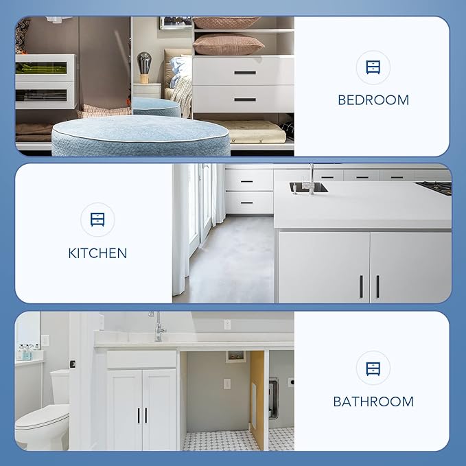 Ravinte 3 Pack Black Cabinet Pulls 4 Inch Square Kitchen Cabinet Handles Matte Black Kitchen Hardware for Drawer Pulls Drawer Handles Come with Screwdriver