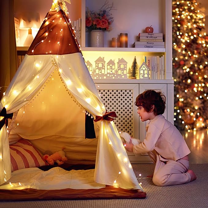 Homemory 2 Pack Each 20 Ft 60 LED Short Fairy Lights Battery Operated Christmas String Lights with Remote, Waterproof 8 Modes Firefly Twinkle Lights for Christmas Tree, Wreath Decor