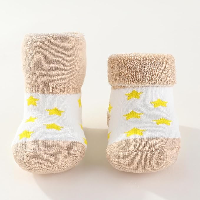 Unisex Baby Terry Socks 5-Pack for Baby boy and girl 0-12 Months Warm Cotton Socks