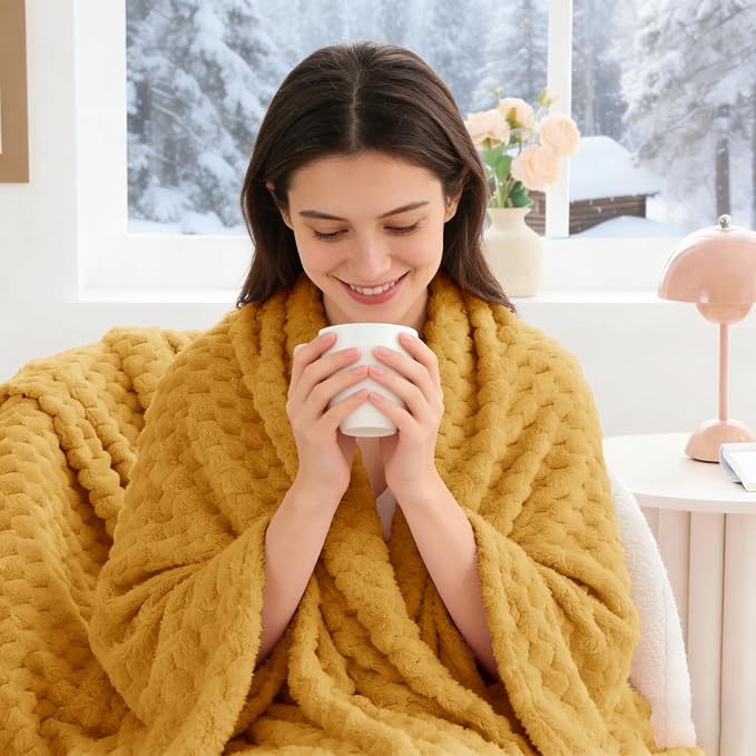 BEDELITE Mustard Yellow Throw Blanket - Image 7