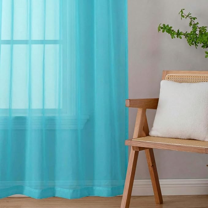 Sheer Curtains 63 Inch Length 2 Panels Set - Image 9