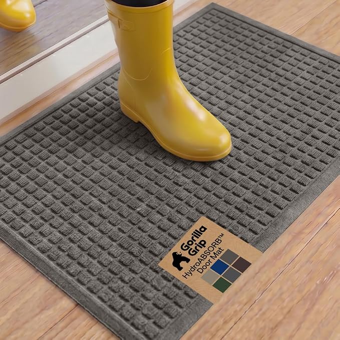 GORILLA GRIP® Ultra Absorbent Front Door Mat Outside Entrance, Traps Dirt and by Unknown