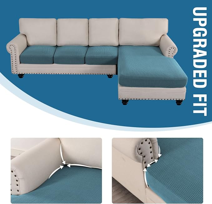 H.VERSAILTEX Sectional Couch Covers 4 Pieces Sofa Seat Cushion Covers L Shape - Image 7