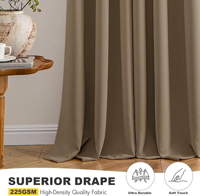 MIULEE Blackout Curtains for Bedroom 2 Panels 40 x 54 Inch Long Khaki | Thermal - Image 5