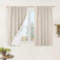 Natural 100% Blackout Linen Curtains 48 Inches by LAMIT