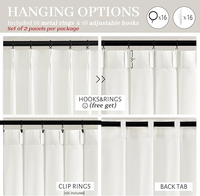 PleatedDrapes Light Filtering Pure White Curtains 84 Inches Long - Image 4