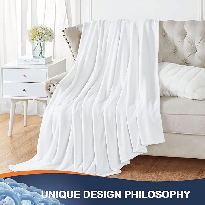 Walensee Fleece Blanket Plush Throw Fuzzy Lightweight (XL-Twin Size 66x90 White) Super Soft Microfiber Flannel Blankets for Couch, Bed, Sofa Ultra Luxurious Warm and Cozy for All Seasons