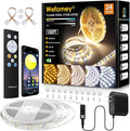 White LED Strip Lights, 100ft Dimmable Bright 24V Led Tape Light with Remote and App Control, 2700K-6500K White 1440 LEDs Lights for Bedroom, Kitchen, Ceiling (1 Rolls of 100ft)