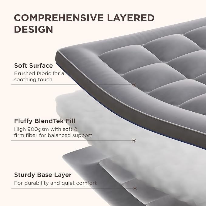 Bedsure Twin Mattress Topper - Pillow Top Mattress Pad Cover with Deep Pocket Fits up to 21 Inches, Plush Soft Bed Topper for Back Pain Relief, Overfilled with Down Alternative Filling, Grey