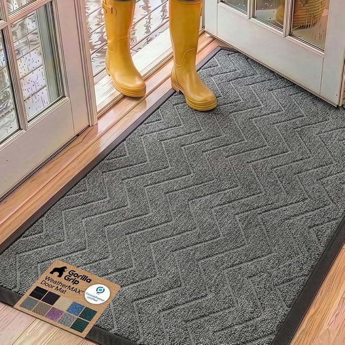 GORILLA GRIP 100% Waterproof All-Season WeatherMAX Doormat, US Designed Natural by GorillaGrip