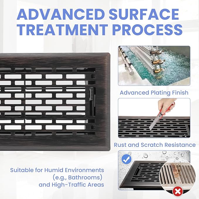 4x8 Inches 2 Pack Heavy Duty Walkable Floor Register - Easy Adjust Air Supply Lever Decorative Floor Vent Covers, Boston Design Vent Covers for Home - Oil Rubbed Bronze