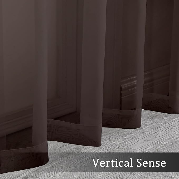 Chocolate Sheer Curtains 96 Inch Length, Elegant Sheer Curtains - Image 4