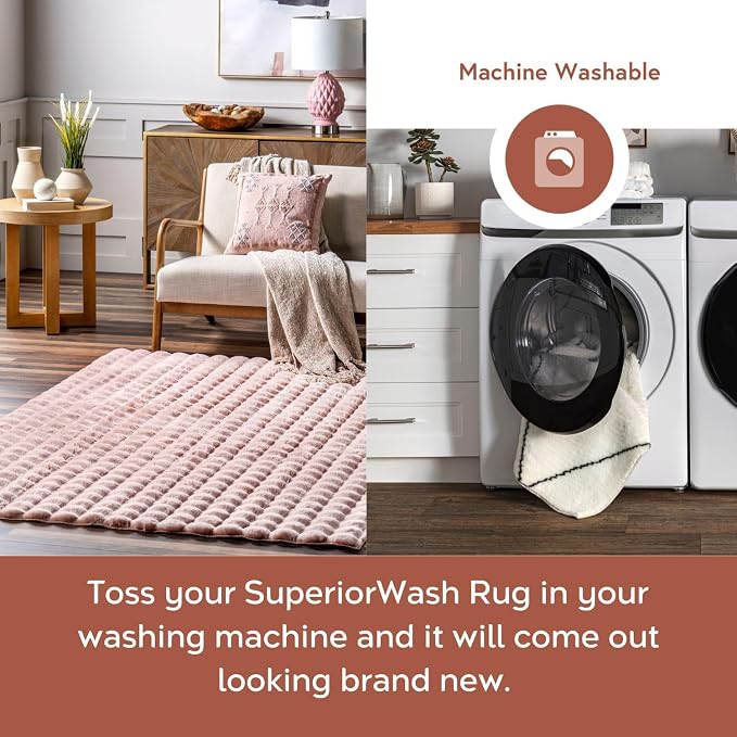 nuLOOM Jeni Blush Checkered Washable Area Rug - Image 4
