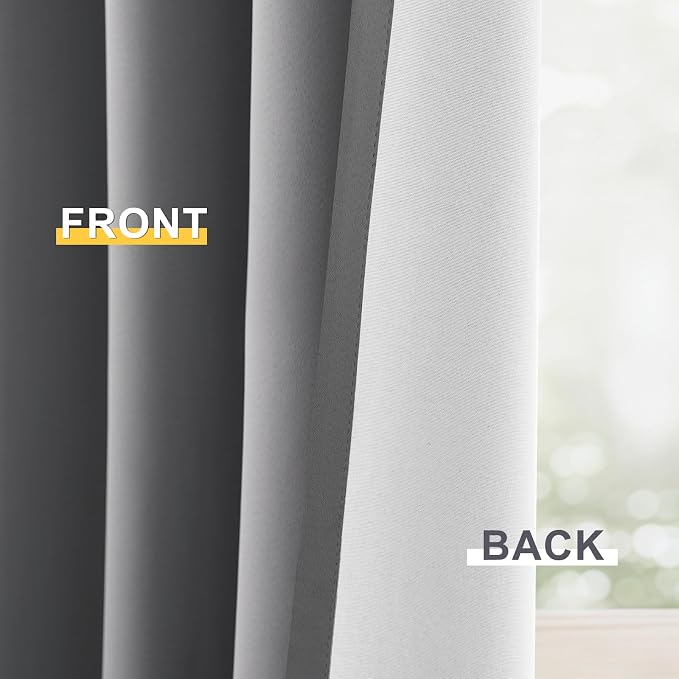 Yakamok Grey 100% Blackout Curtain Panels 72 inches, 2 Panels | Blackout - Image 6