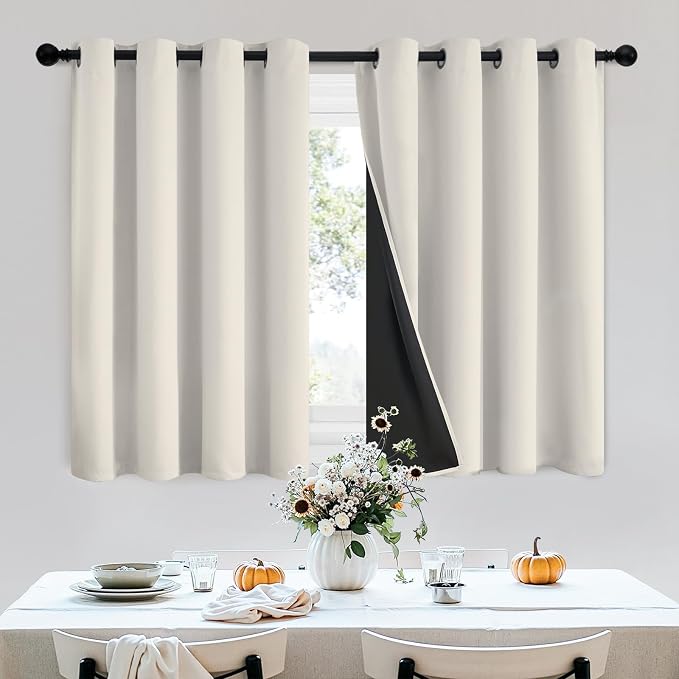 SimpleHome Cream 100% Blackout Curtains Room Darkening Living Room 36 Inch | by SimpleHome