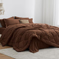 Love's cabin Twin Comforter Set Brown, 5 Pieces Twin Bed in a Bag, All Season Bedding Sets with 1 Comforter, 1 Flat Sheet, 1 Fitted Sheet, 1 Pillowcase and 1 Pillow Sham