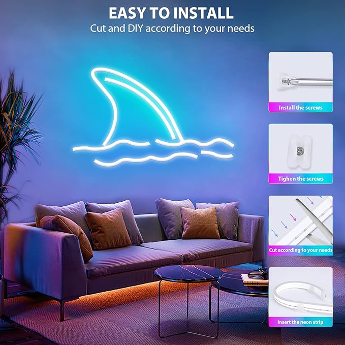 Lamomo LED Neon Rope Lights 32.8Ft, RGB LED Strip Lights Control with App/Remote, Music Sync Color Changing Waterproof Flexible Led Light Strip, Cuttable Gaming Neon Lights for Bedroom Indoor