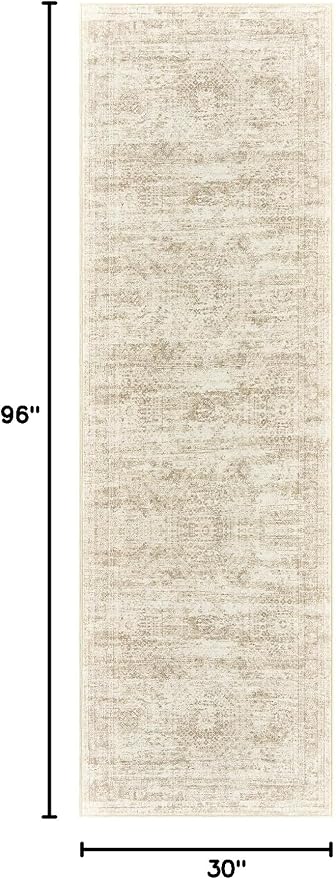 Soalmost Washable Runner Rug 2'6"x8' Kitchen Hallway Runners Beige | Soft - Image 2
