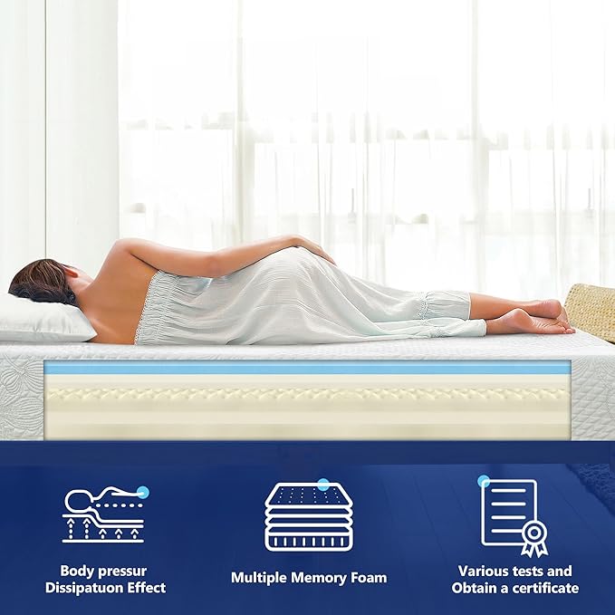 Olee Sleep Twin Mattress, 8 Inch Gel Memory Foam Mattress, Gel Infused for Comfort and Pressure Relief, CertiPUR-US Certified, Bed-in-a-Box, Medium Firm, Twin Size
