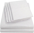 Queen Sheets Pinstripe White - 6 Piece 1500 Supreme Collection Fine Brushed Microfiber Deep Pocket Queen Sheet Set Bedding - 2 Extra Pillow Cases, Great Value, Queen, Pinstripe White